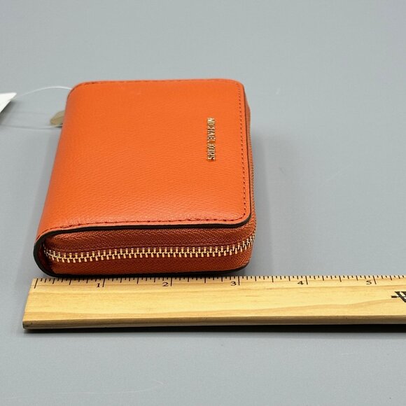 Michael Kors Jet Set Orange Punch Small Zip Around Card Case Wallet NEW - Picture 11 of 12